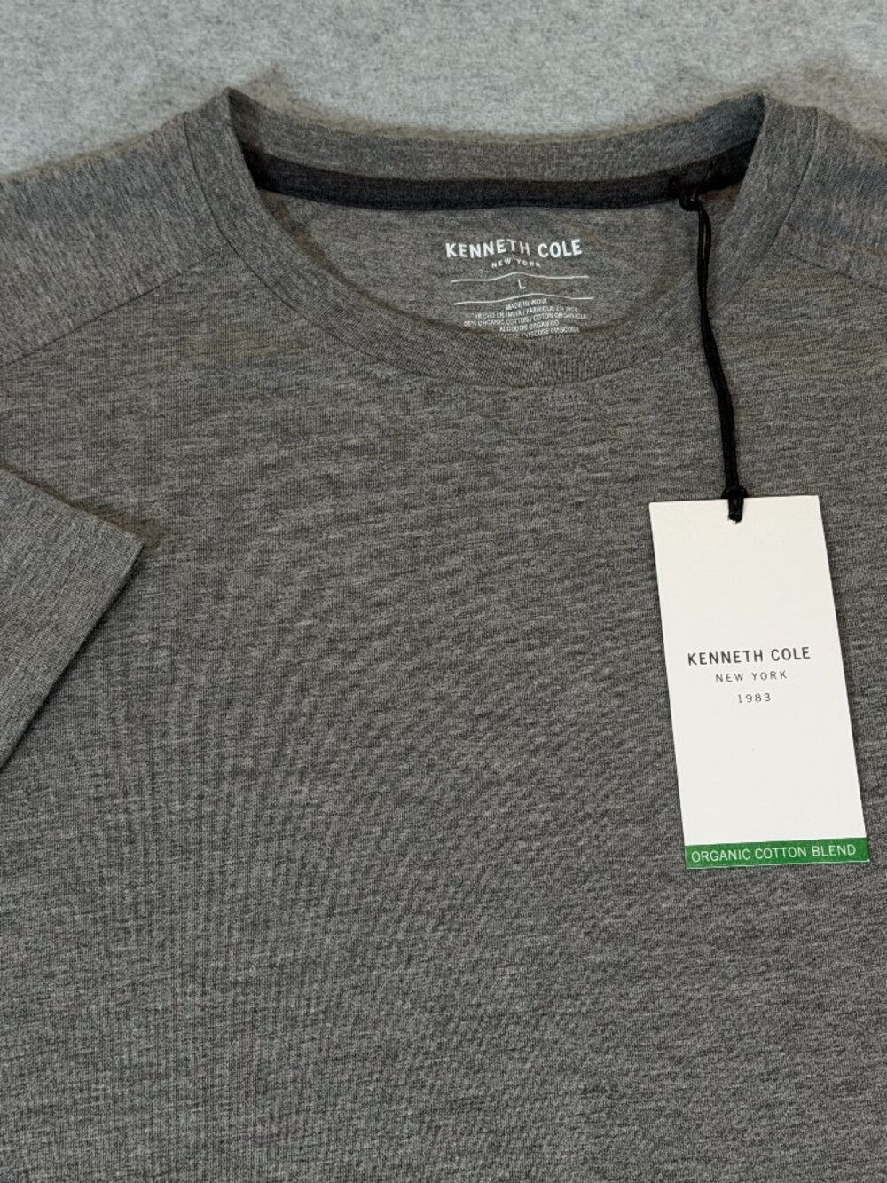 Kenneth Cole New York Men's Organic Cotton Blend T-Shirt Large Heather Gray NWT